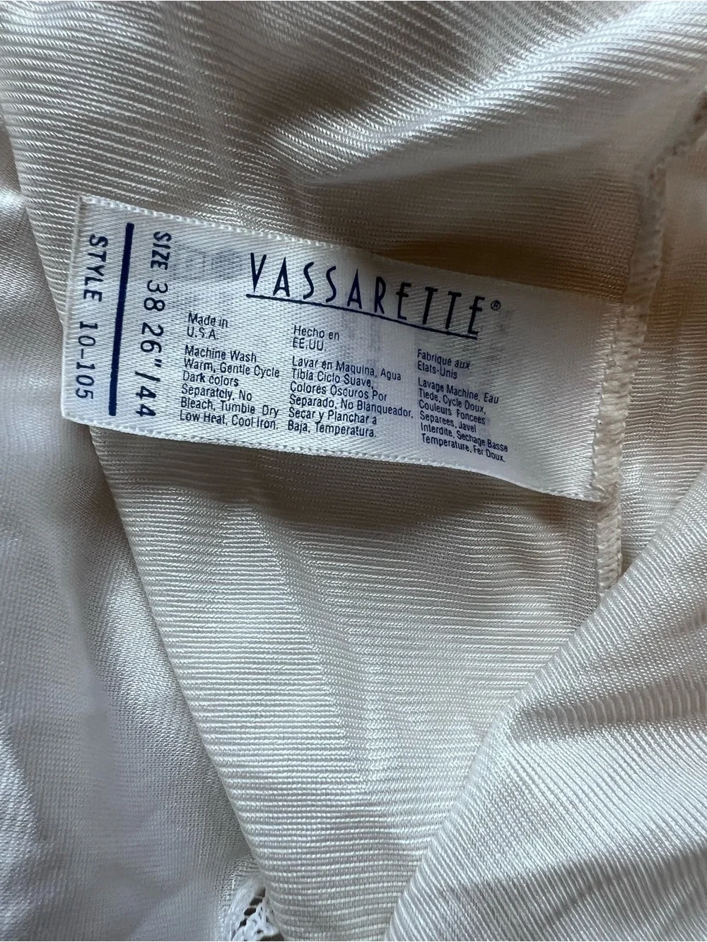 Vintage Vassarette Lace Trim Full Slip Dress White Size 38 Medium Made in USA
